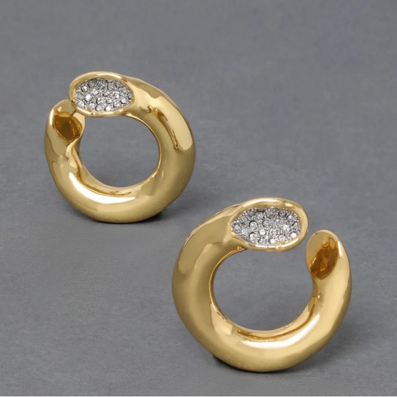 ALEXIS BITTAR • Solanales Crystal Gold Front-FacingHoop Earrings